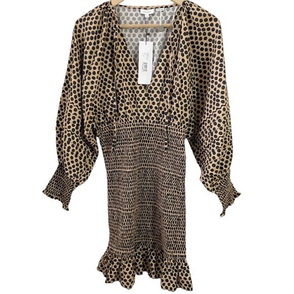 RHODE Anya Tan Black Polka-dot Mini Dress - Picture 6 of 7